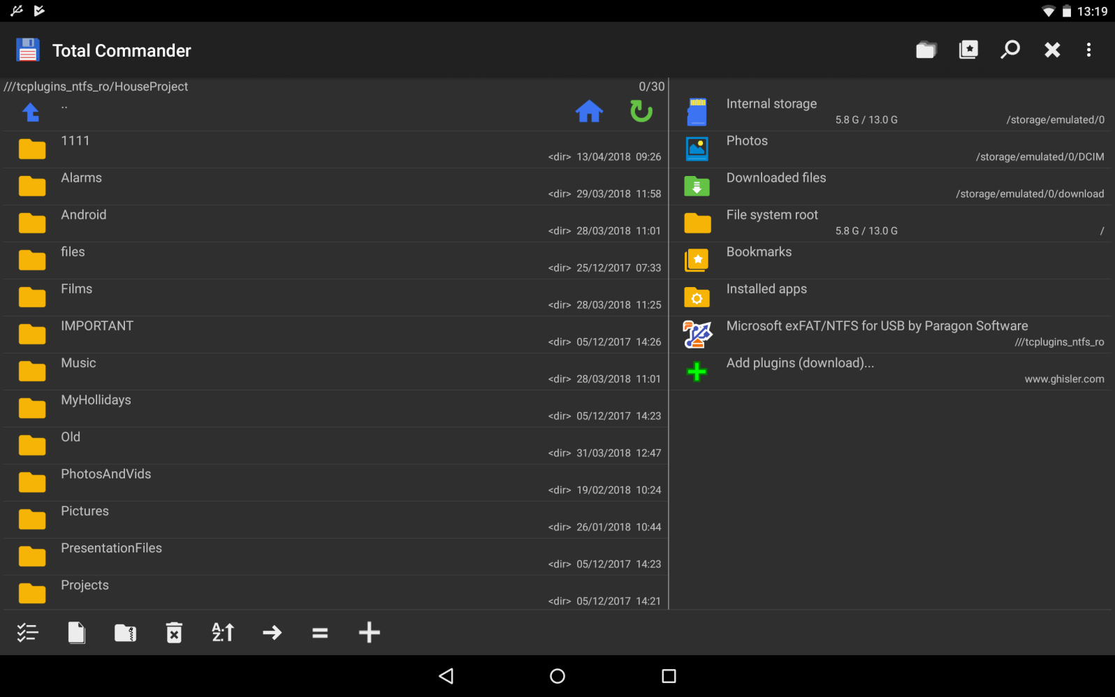 Microsoft exFAT/NTFS for USB On-The-Go firmy Paragon Software. Podłącz zewnętrzny dysk do urządzenia z systemem Android. Zrzut ekranu.