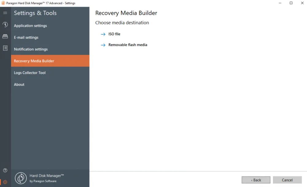 Zrzut ekranu: Backup & Recovery.