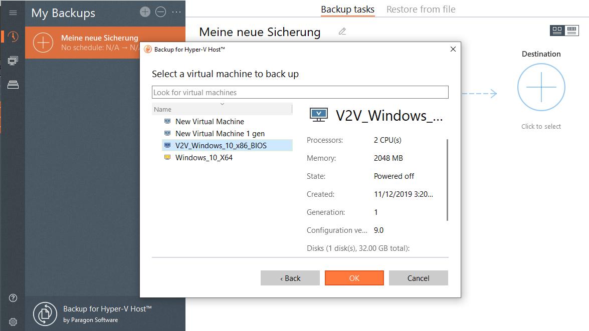 select VM to migrate